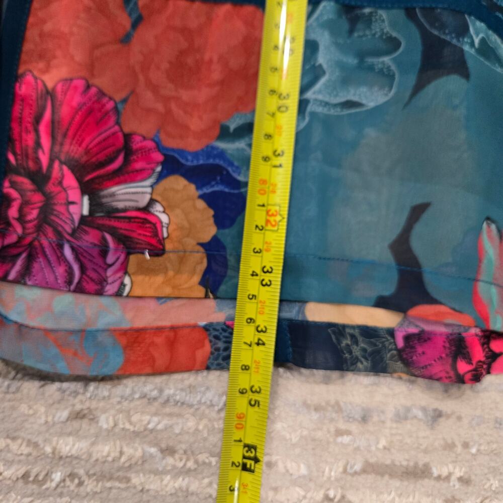 Soft Surroundings Sheer Chiffon Kimono Boho Floral Open Front Medium Art to Wear - Picture 8 of 8
